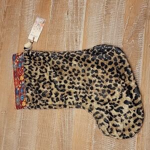 Johnny Was fleece/silk embroidered Christmas stocking